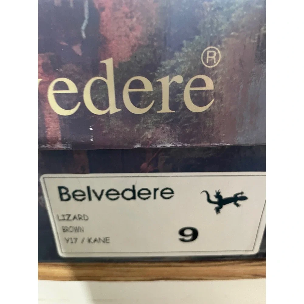 Belvedere Kane Brown Genuine Lizard Swarovski Crystal Fleur De Lis‎ Sneakers 9